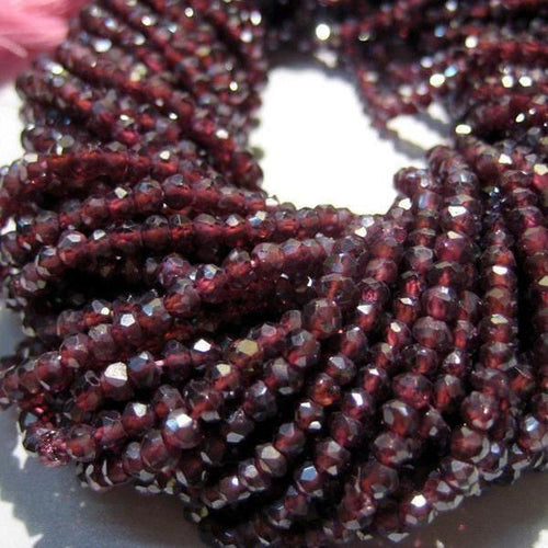 3 Strands Natural Red Garnet Faceted Rondelle Beads 4mm 13inches - Jalvi & Co.