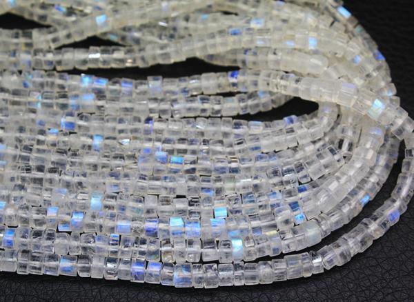 3 Strands Rainbow Moonstone Faceted Wheel Tyre Gemstone Loose Beads Strand 4mm 14" - Jalvi & Co.