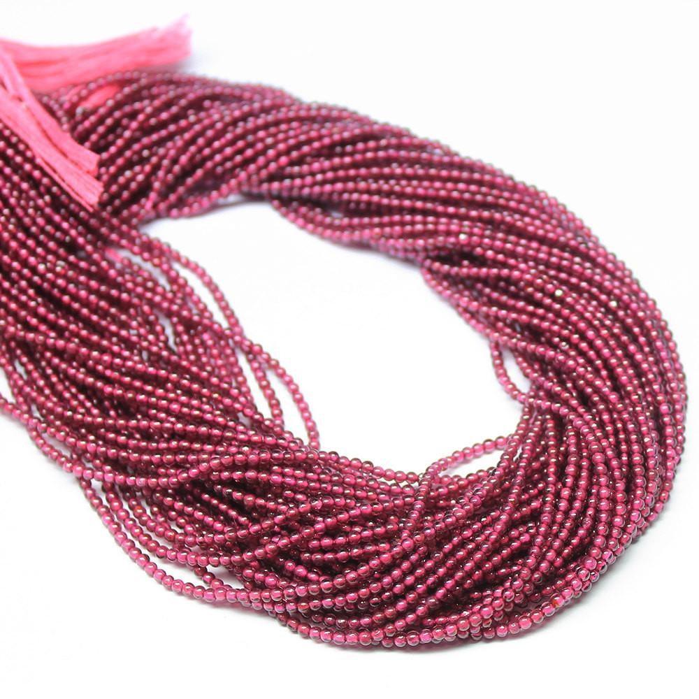 3 Strands Red Rhodolite Garnet Smooth Round Gemstone Loose Beads Strand 2mm 14" - Jalvi & Co.