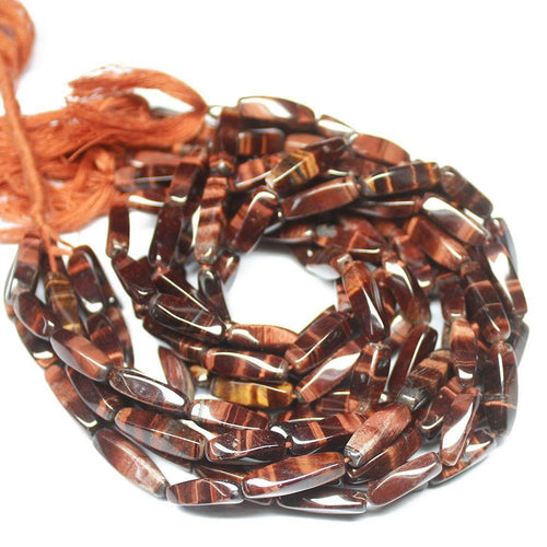 3 Strands Red Twisted Tiger Eye Smooth Tube Gemstone Beads Strand 13