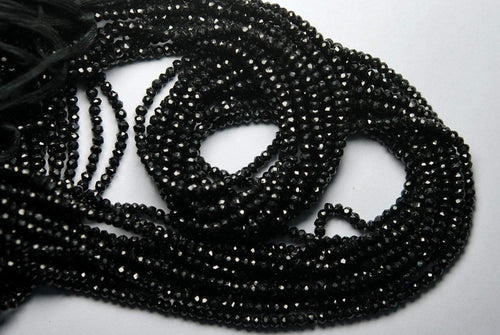 3 X 13 Inch Strand,Black Spinel Machine Cut Quality, Finest Quality Micro Faceted Rondelles, 4mm - Jalvi & Co.