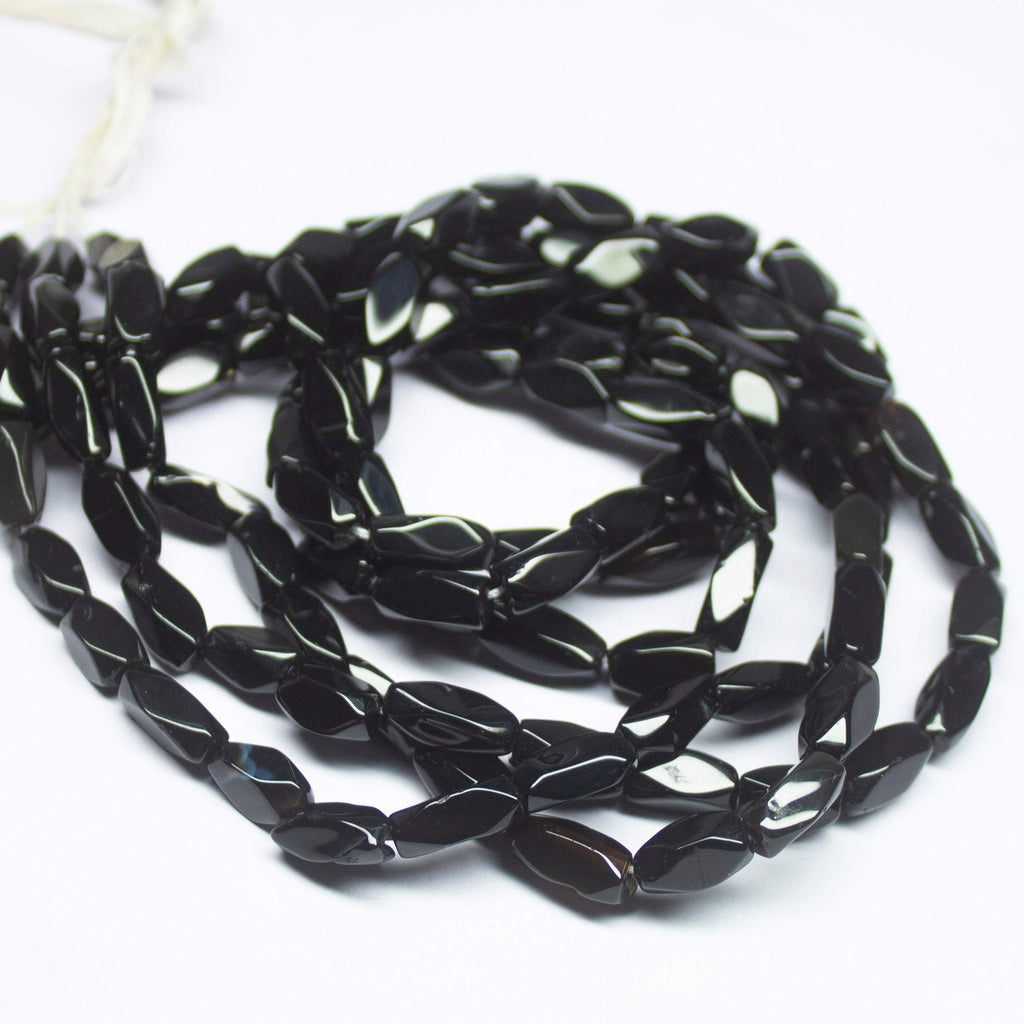3 x 14 inch, 8mm 10.5mm, Black Onyx Faceted Rondelle Beads, Onyx Beads - Jalvi & Co.