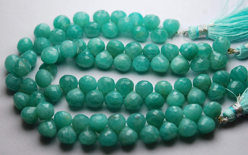 30 Pcs, Finest Quality Natural Amazonite Faceted Onion Shape 8-9mm Size - Jalvi & Co.