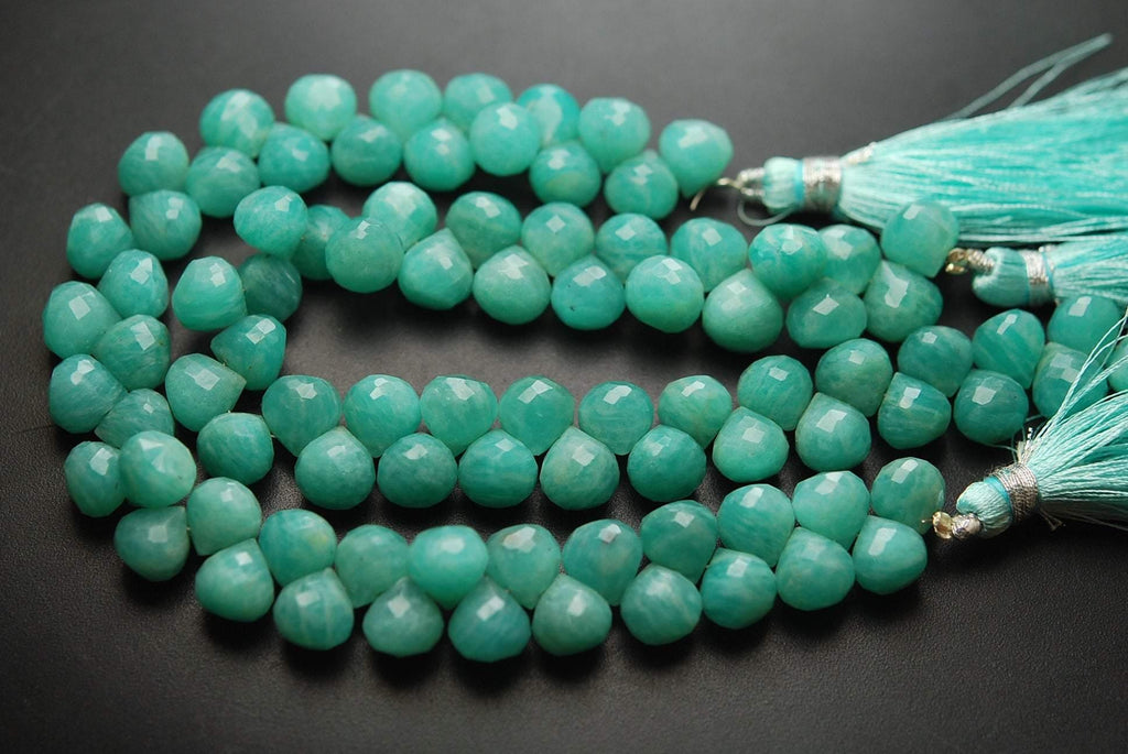 30 Pcs, Finest Quality Natural Amazonite Faceted Onion Shape 8-9mm Size - Jalvi & Co.