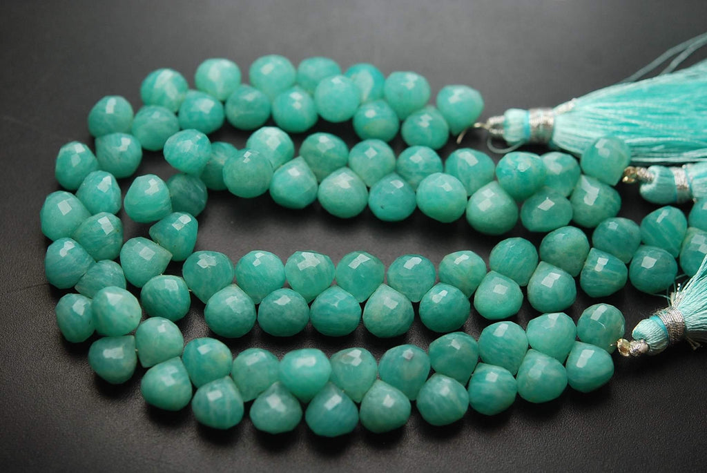 30 Pcs, Finest Quality Natural Amazonite Faceted Onion Shape 8-9mm Size - Jalvi & Co.