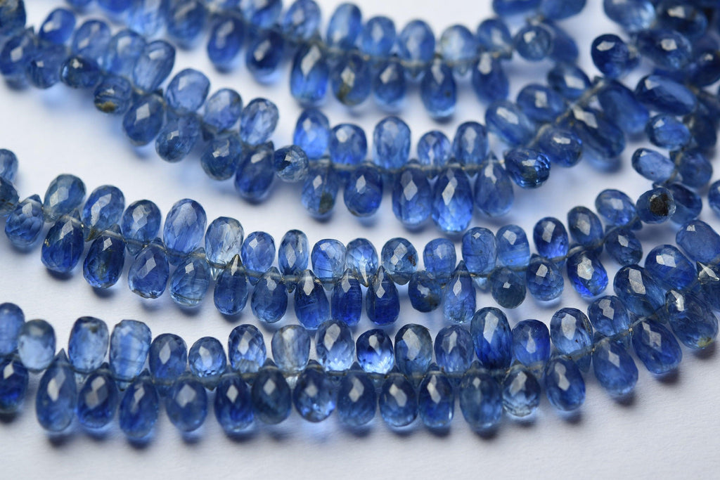 30 Pcs, Finest Quality, Natural Blue Kyanite Faceted Tear Drops, 8-6mm Size - Jalvi & Co.