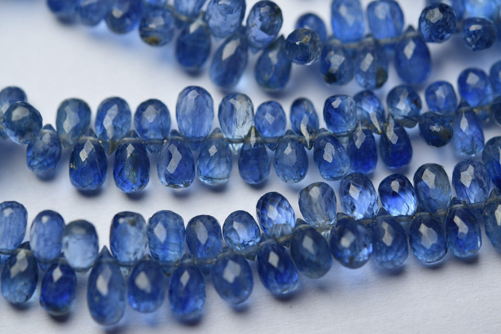 30 Pcs, Finest Quality, Natural Blue Kyanite Faceted Tear Drops, 8-6mm Size - Jalvi & Co.