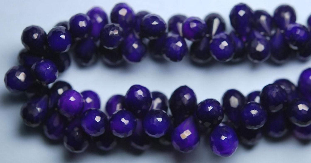 30 Pcs Of ,Super Finest, Super Rare, Purple Chalcedony Faceted Drops Briolettes 10-12mm Large Size - Jalvi & Co.