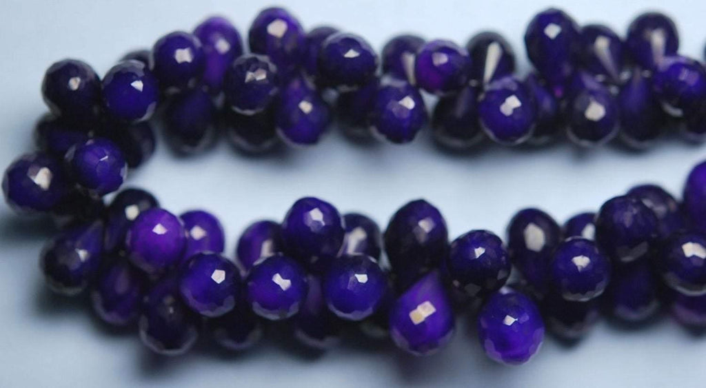 30 Pcs Of ,Super Finest, Super Rare, Purple Chalcedony Faceted Drops Briolettes 10-12mm Large Size - Jalvi & Co.