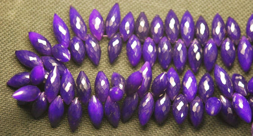 30 Pcs Of ,Super Finest, Super Rare Shape, Purple Chalcedony Faceted Dew Drops Briolette's 10-14mm Large Size - Jalvi & Co.