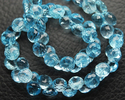 30 Pcs Of ,Super Rare Item.Sky Blue Topaz Micro Faceted Onion Shaped Briolettes, 6mm, Finest Quality - Jalvi & Co.