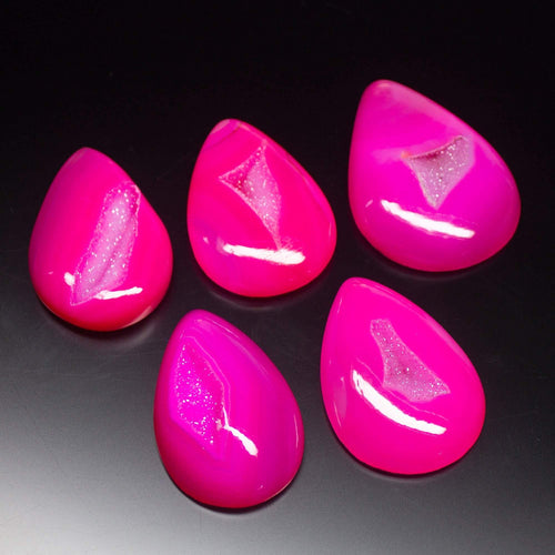 303ct, 5pc, Natural Druzy Smooth Pear Cabochon Briolette Loose Gemstone Lot, Druzy Gemstone - Jalvi & Co.