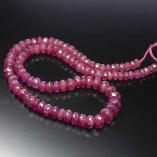 308 cts, 17 inch, 6mm 10mm, Pink Sapphire Faceted Rondelle Large Size Beads, Sapphire Beads - Jalvi & Co.