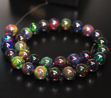 Load image into Gallery viewer, 30pc, 8mm, AAA+ Quality Black Opal, Natural Fire Opal Smooth Round Sphere Ball Beads, Opal Beads - Jalvi &amp; Co.