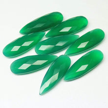 Load image into Gallery viewer, 30x10mm 2pc Natural Green Onyx Faceted Pear Drop Beads - Jalvi &amp; Co.