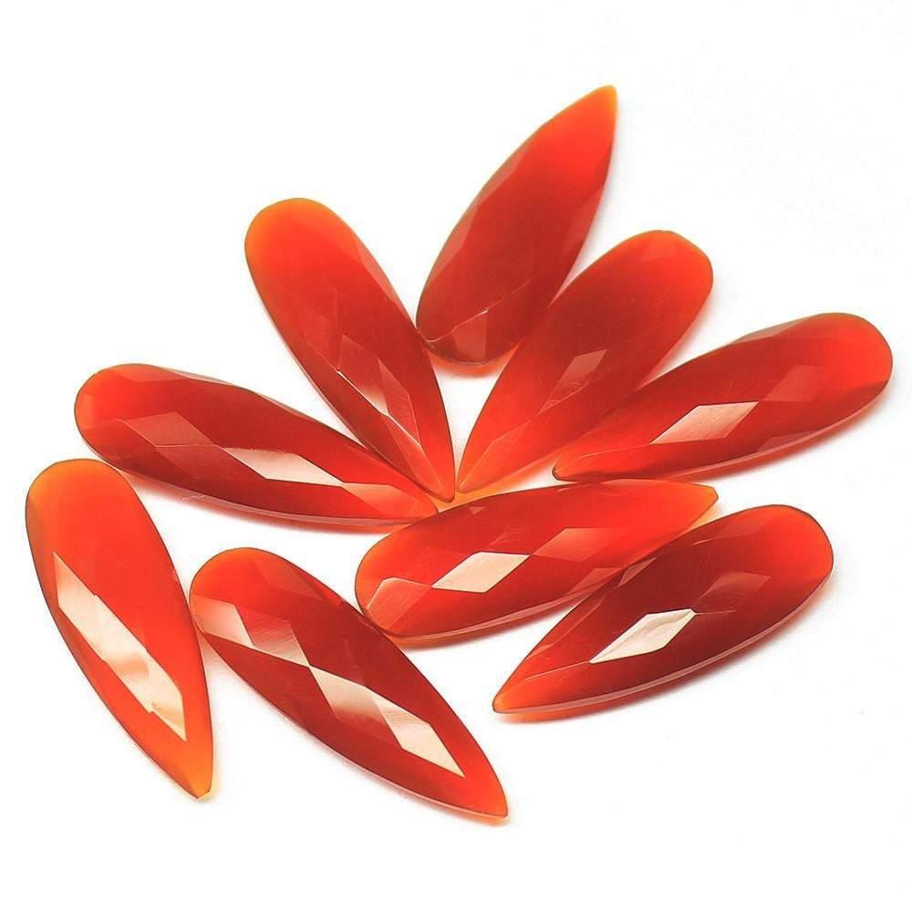 30x10mm 2pc Natural Red Carnelian Onyx Faceted Pear Drop Beads - Jalvi & Co.