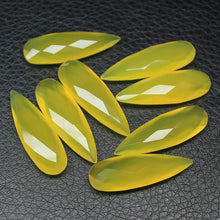 Load image into Gallery viewer, 30x10mm 2pc Natural Yellow Chalcedony Faceted Pear Drop Beads - Jalvi &amp; Co.