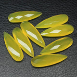 30x10mm 2pc Natural Yellow Chalcedony Faceted Pear Drop Beads