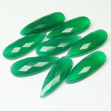 30x10mm 4pc Natural Green Onyx Faceted Pear Drop Beads