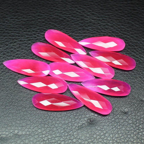 30x10mm 4pc Natural Pink Chalcedony Faceted Pear Drop Beads - Jalvi & Co.