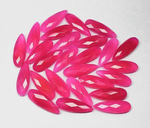 30x10mm 4pc Natural Pink Chalcedony Faceted Pear Drop Beads - Jalvi & Co.