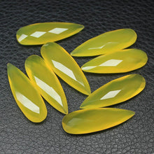 Load image into Gallery viewer, 30x10mm 4pc Natural Yellow Chalcedony Faceted Pear Drop Beads - Jalvi &amp; Co.