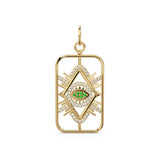 31mm Evil Eye Emerald Rectangle Pendant / Emerald 14k Solid Gold Charm Pendant / Emerald Charm / Protection Jewelry For Her