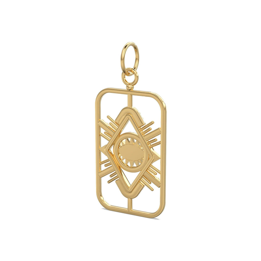 31mm Evil Eye Emerald Rectangle Pendant / Emerald 14k Solid Gold Charm Pendant / Emerald Charm / Protection Jewelry For Her - Jalvi & Co.