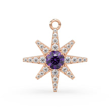 Load image into Gallery viewer, 32mm Amethyst Star Diamond Charm Pendant 14k Solid Yellow Gold Diamond Celestial 18k Gold Jewelry Necklace Gift for her February Birthstone - Jalvi &amp; Co.