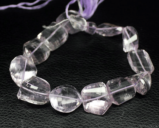 340ct, 10 inch, 12-21mm, Natural Pink Amethyst Faceted Nugget Tumble Gemstone Beads Strand, Amethyst Beads - Jalvi & Co.