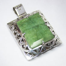 Load image into Gallery viewer, 35.5g, Totally Handmade Natural Emerald Rectangle Shape 925 Sterling Silver Pendant - Jalvi &amp; Co.