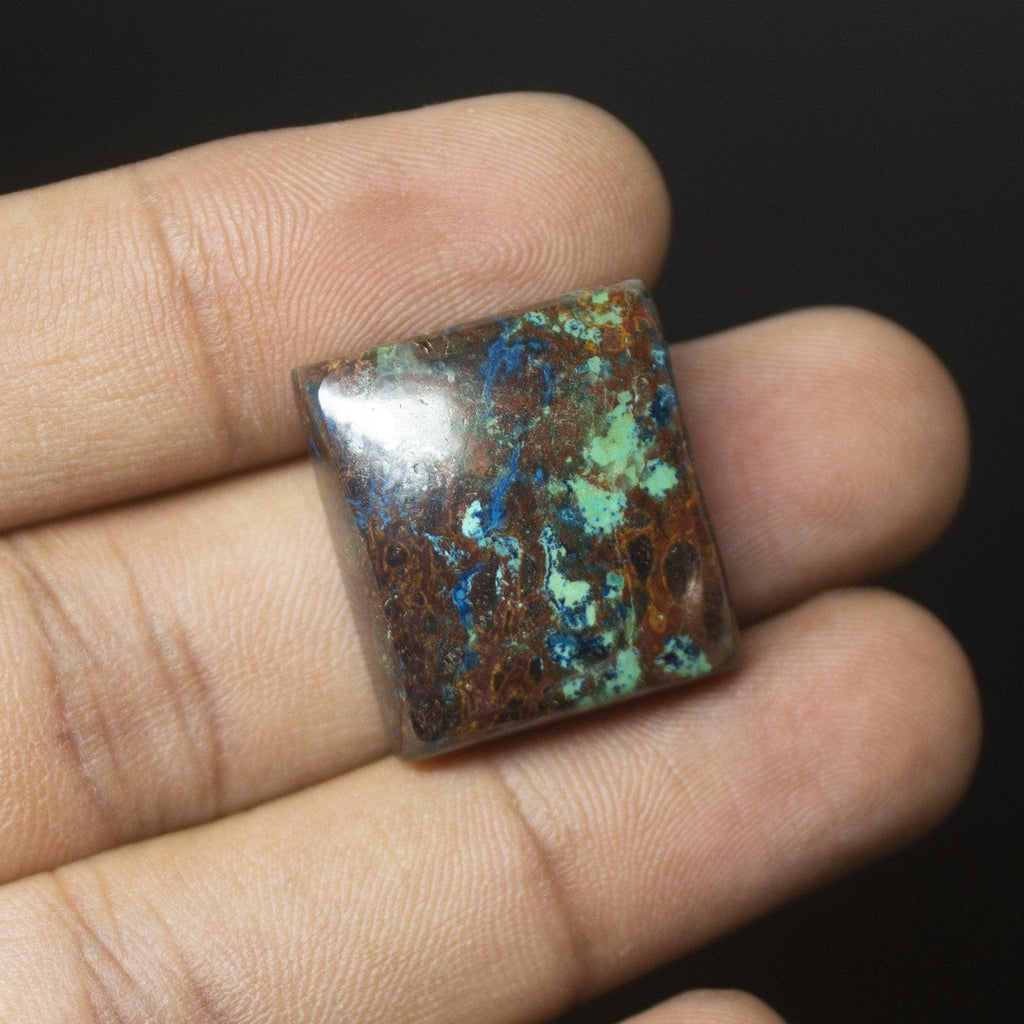 36 carats, 22x19mm, Natural Azurite Smooth Polished Square Cabochon Loose Gemstone - Jalvi & Co.