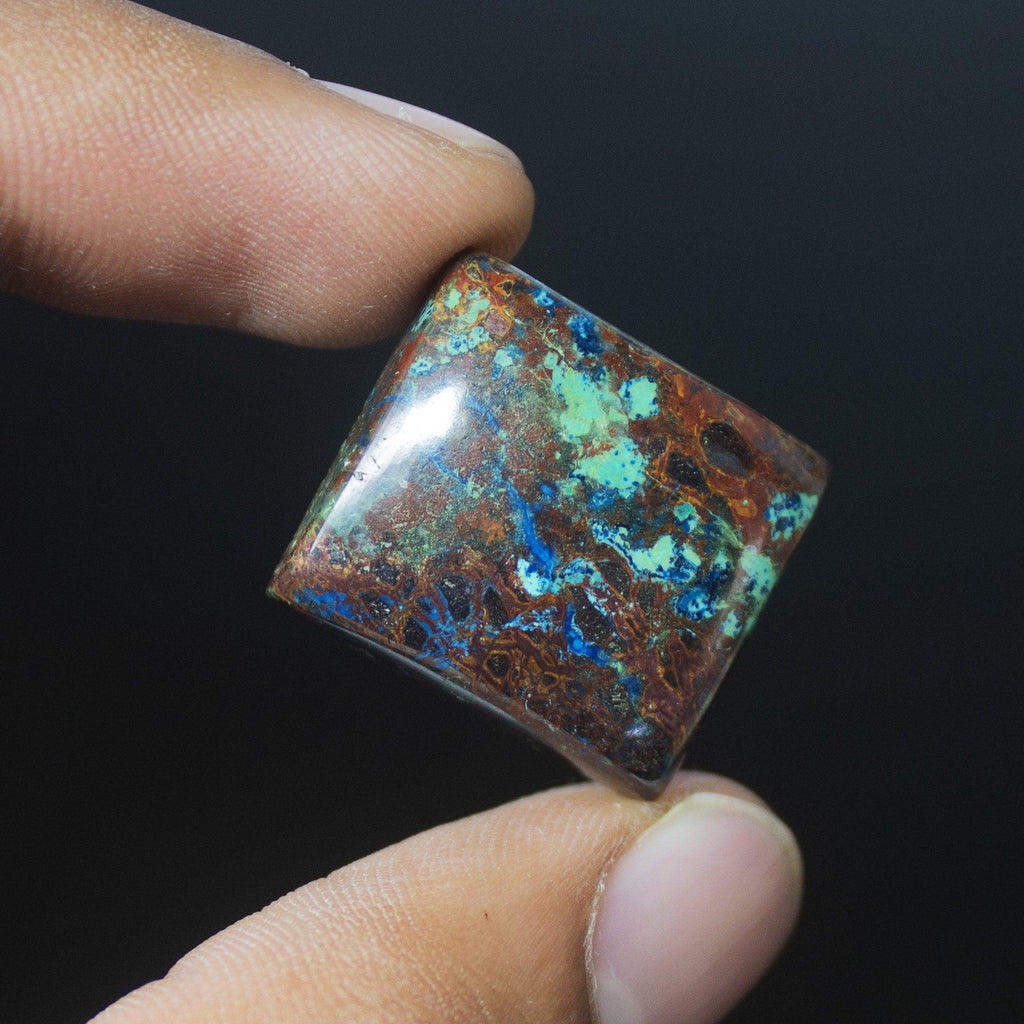 36 carats, 22x19mm, Natural Azurite Smooth Polished Square Cabochon Loose Gemstone - Jalvi & Co.