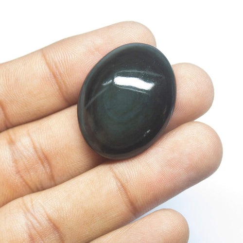 38 carats, 30x24x8mm, Rainbow Obsidian Smooth Plain Oval Cabochon Loose Gemstone - Jalvi & Co.