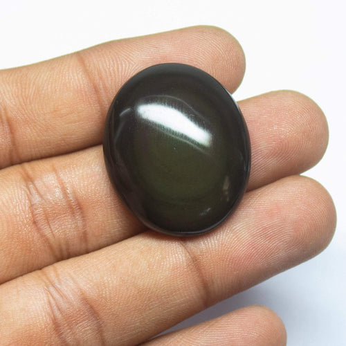38 carats, 30x25x8mm, Rainbow Obsidian Smooth Plain Oval Cabochon Loose Gemstone - Jalvi & Co.