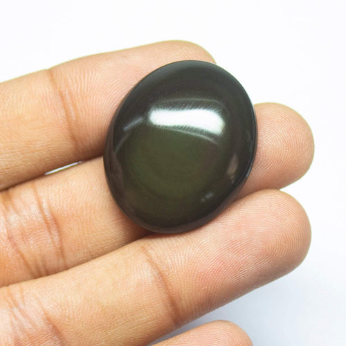38 carats, 30x25x8mm, Rainbow Obsidian Smooth Plain Oval Cabochon Loose Gemstone - Jalvi & Co.