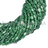 38cm Full Strand, Natural AA Green Aventurine Smooth Oval Gemstone Beads, 8-9mm, 15 inches long