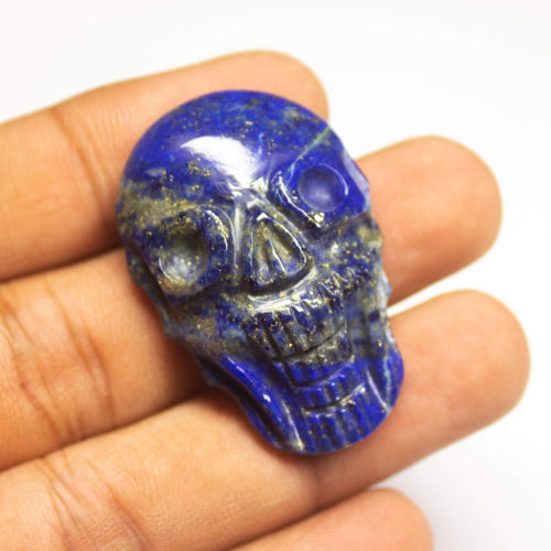 38x25mm, Natural Lapis Lazuli Skull Carved Cabochon Loose Gemstone - Jalvi & Co.