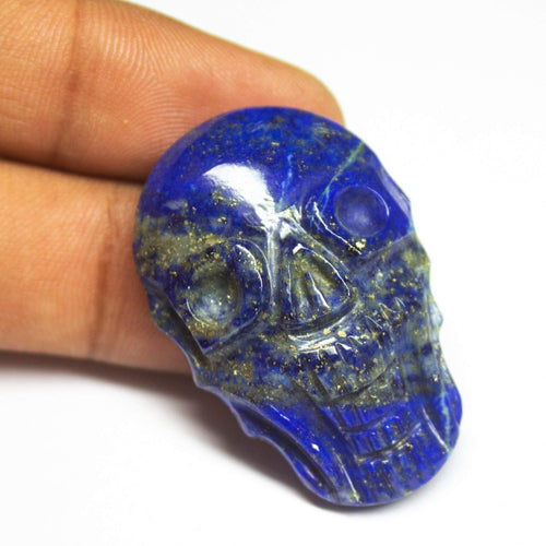 38x25mm, Natural Lapis Lazuli Skull Carved Cabochon Loose Gemstone - Jalvi & Co.