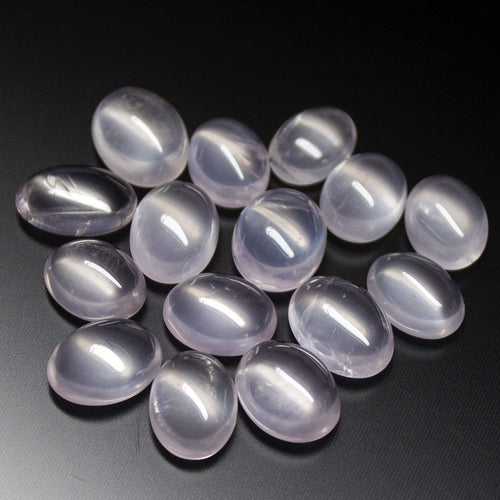 39 carats, 10x8mm, Natural Rose Quartz Smooth Polished Oval Cabochon Loose Gemstone Lot - Jalvi & Co.