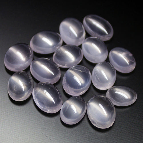 39 carats, 10x8mm, Natural Rose Quartz Smooth Polished Oval Cabochon Loose Gemstone Lot - Jalvi & Co.