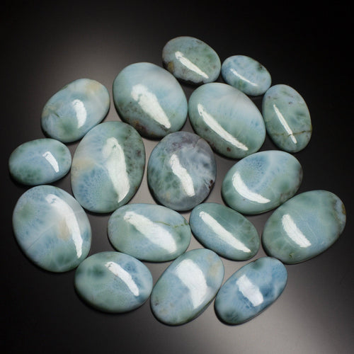 398 carats , Natural AA Grade Larimar Oval Smooth Cabochon Loose Wholesale Lot - Jalvi & Co.