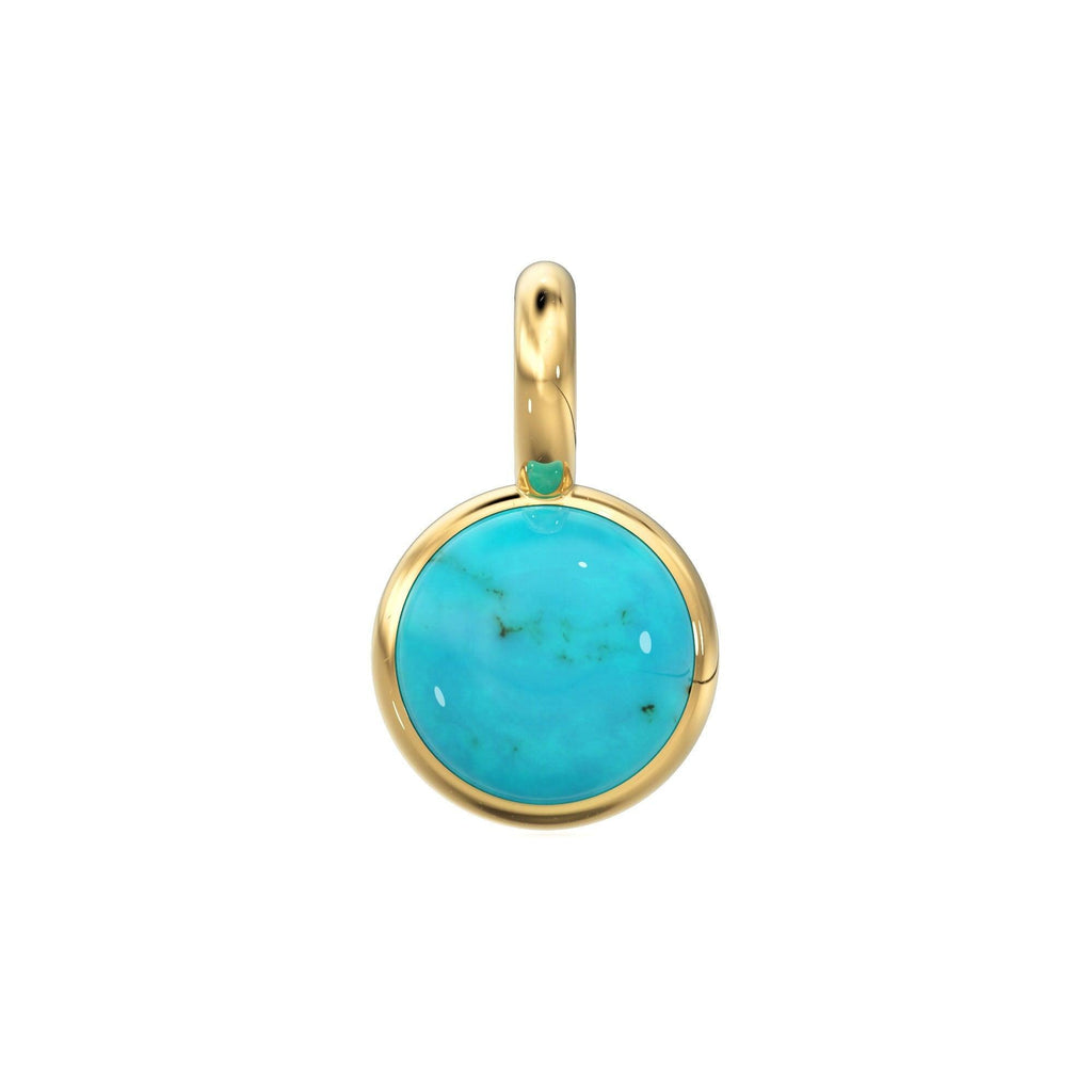 3mm 14k Yellow Solid Gold Sleeping Beauty Turquoise Charm Pendant Bezel Jewelry Finding - Jalvi & Co.