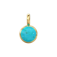 Load image into Gallery viewer, 3mm 14k Yellow Solid Gold Sleeping Beauty Turquoise Charm Pendant Bezel Jewelry Finding - Jalvi &amp; Co.