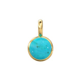 3mm 14k Yellow Solid Gold Sleeping Beauty Turquoise Charm Pendant Bezel Jewelry Finding