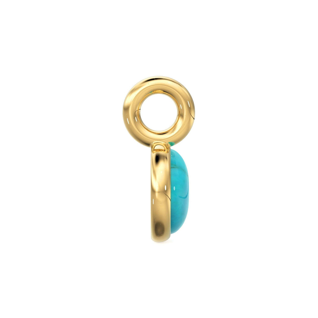 3mm 14k Yellow Solid Gold Sleeping Beauty Turquoise Charm Pendant Bezel Jewelry Finding - Jalvi & Co.