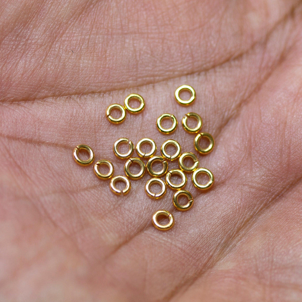 3MM 20 Gauge 14k Solid Yellow Gold Open Jump Rings (10 pieces) - Jalvi & Co.