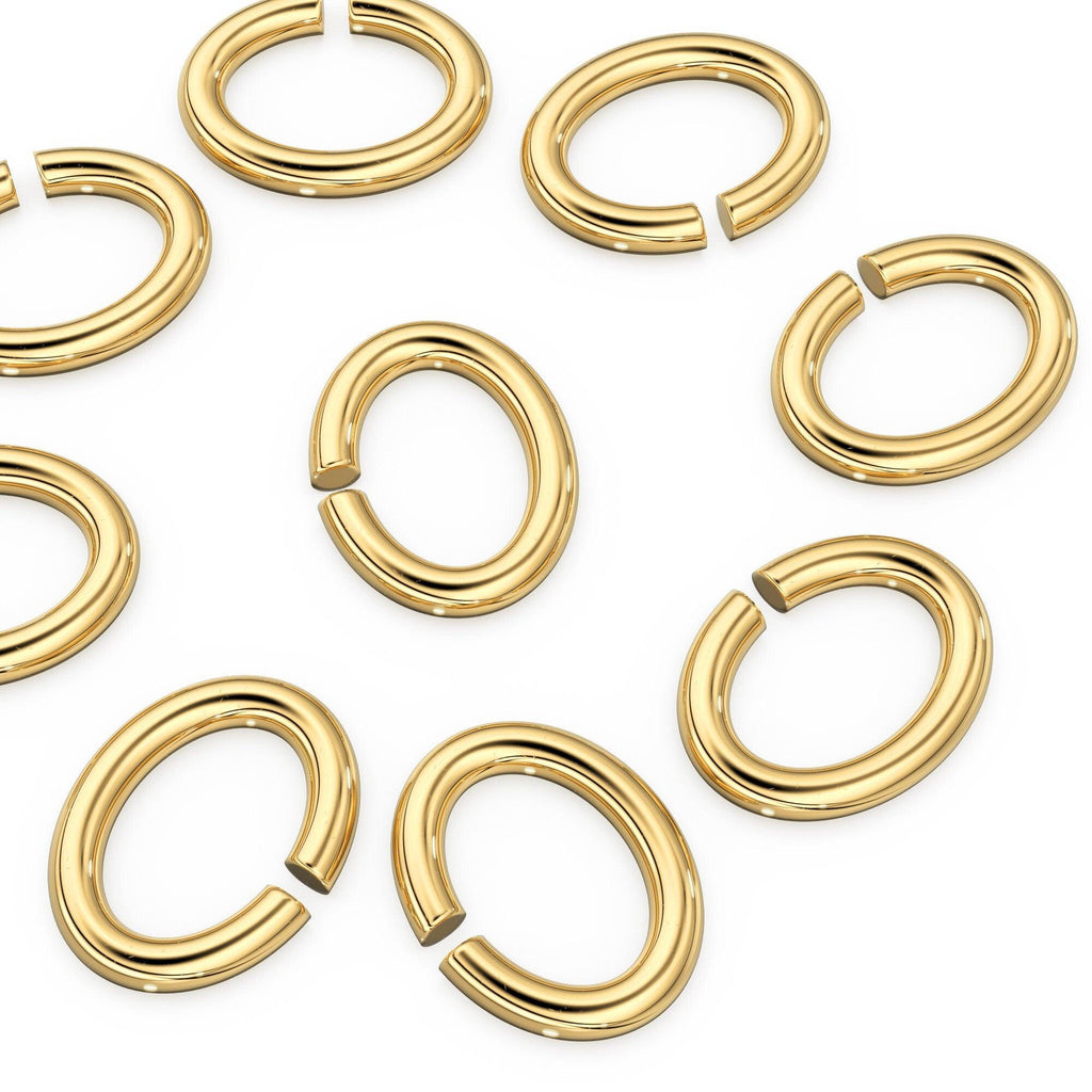 3mmx4mm 14k Solid Yellow Gold Oval Open Jump Rings 10 pieces Jewelry Making Supplies - Jalvi & Co.