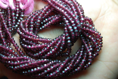 3X13.5 Inch Strand, Very Rare, Finest Natural Red Garnet Faceted Rondelles 3-3.25mm - Jalvi & Co.