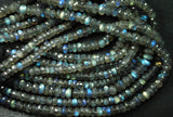 3X14 Inches Super Finest Natural Blue Flashy Labradorite Faceted Rondelles 3.5mm Aprx